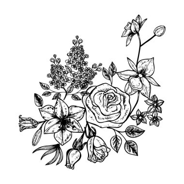 Buket beyaz arka plan üzerinde izole. Vektör çizim, Eps 10.