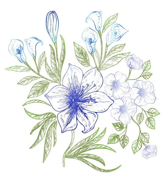 Bouquet Fleurs Isolé Sur Fond Blanc Illustration Vectorielle Eps — Image vectorielle