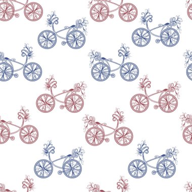 Vintage bisiklet ile dikişsiz desen. Vektör illüstrasyon. Eps 10.