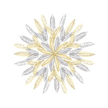 Mandala. Yuvarlak süsleme desen arka plan ile soyut tüyler. Vektör. EPS 10