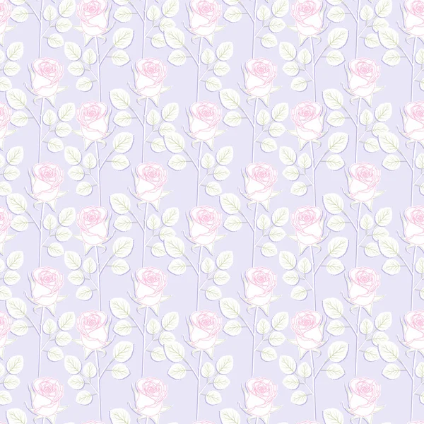 花と美しいシームレスなパターンがバラ ベクトルイラストEps — ストックベクタ