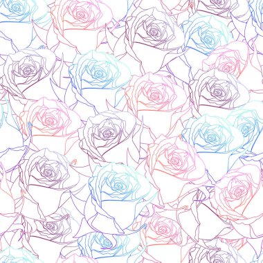 Renkli güllü, pürüzsüz bir desen. Vektör çizimi. Eps 10