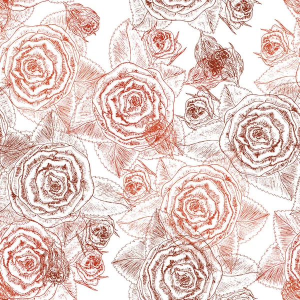 Hermoso Patrón Sin Costura Con Rosa Roja Ilustración Vectorial Eps — Archivo Imágenes Vectoriales