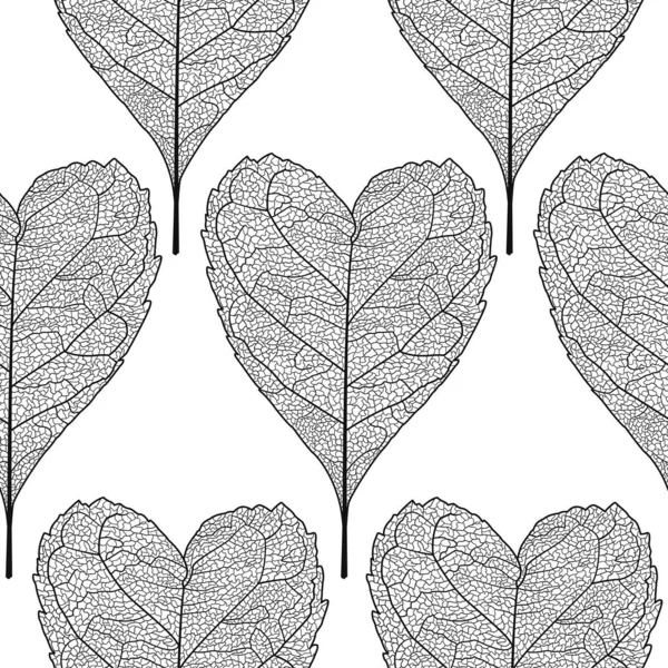 Seamless Pattern Leaves Heart Shaped Leaves Vector Illustration Eps — Stock Vector