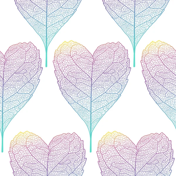 Απρόσκοπτη Μοτίβο Φύλλα Φύλλα Σχήμα Καρδιάς Vector Illustration Eps — Διανυσματικό Αρχείο