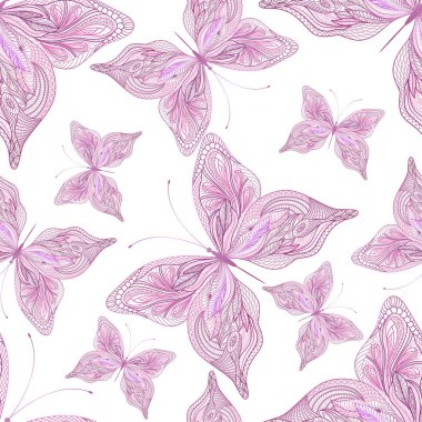 Soyut kelebekler ile güzel seamless modeli. Vektör çizim. EPS 10