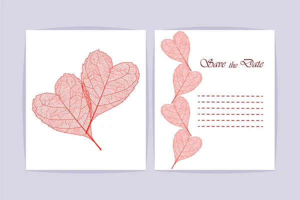 Establezca Hermosos Fondos Con Hojas Forma Corazón Espacio Para Texto — Vector de stock