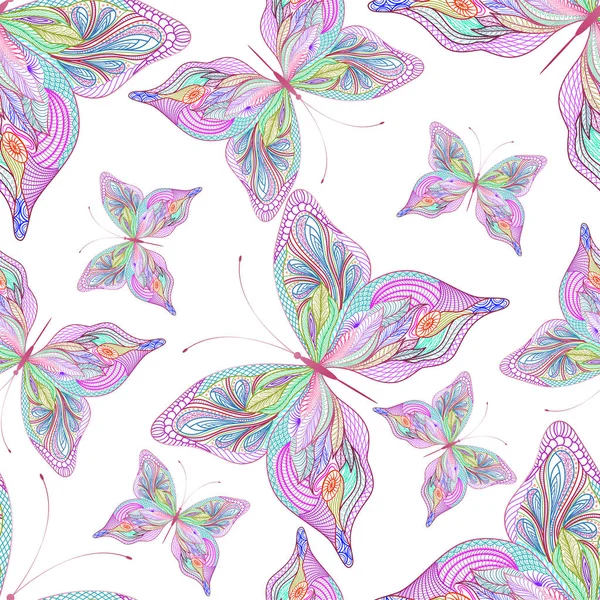 抽象的な蝶と美しいシームレス パターン ベクトルの図 Eps — ストックベクタ