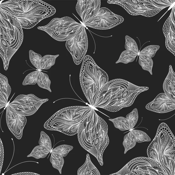 抽象的な蝶と美しいシームレス パターン ベクトルの図 Eps — ストックベクタ