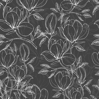 Çiçekli Manolya çiçek arka plan seamless modeli. Vektör çizim. EPS 10