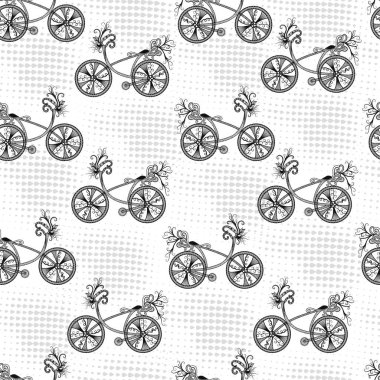 Vintage bisiklet ile dikişsiz desen. Vektör illüstrasyon. Eps 10.