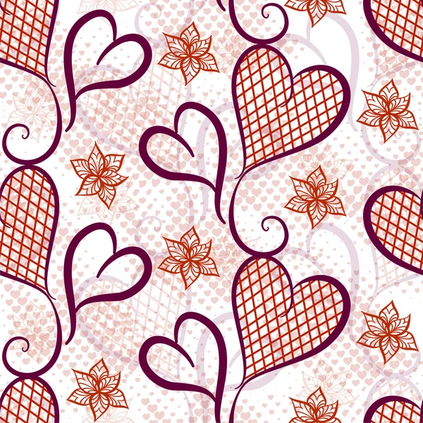 Fond Motif Sans Couture Avec Des Cœurs Saint Valentin Illustration — Image vectorielle