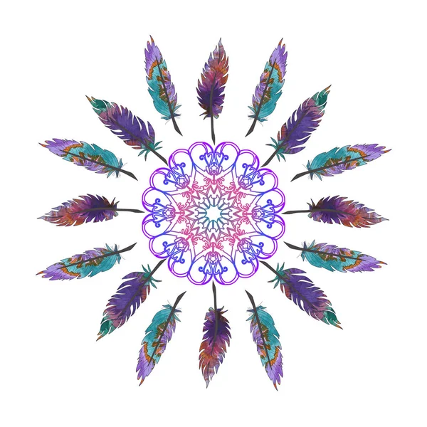 Schöne Farbenfrohe Illustration Von Dreamcatcher Vector Eps — Stockvektor