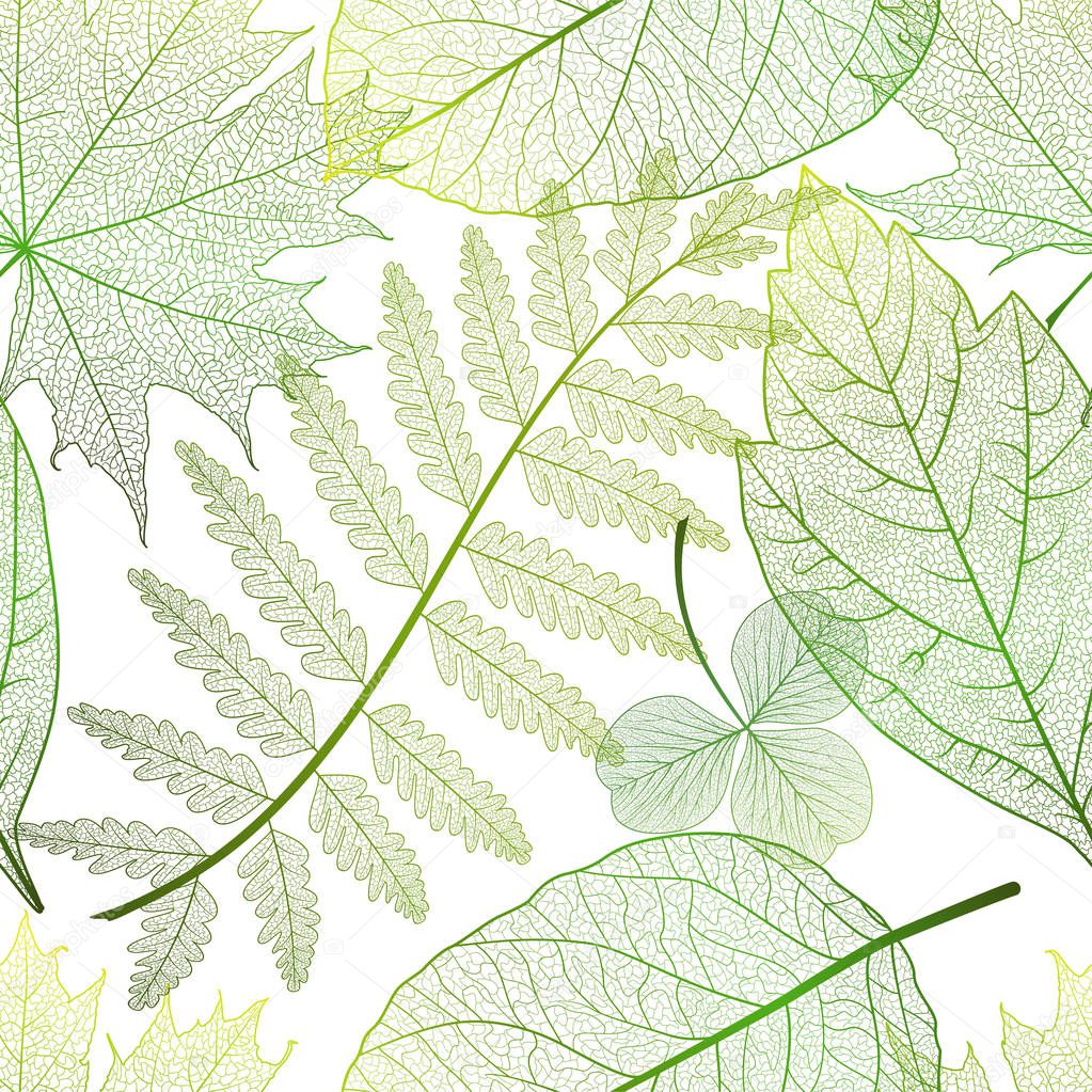 Seamless pattern with  leaves. Vector, EPS 10.