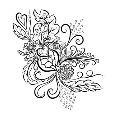 Vektör el çizilmiş doodle öğe. Etnik tasarım. Siyah beyaz versiyonu.