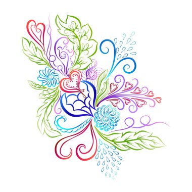 Vektörde elle çizilmiş karalama öğesi. Etnik tasarım. Renkli versiyon.