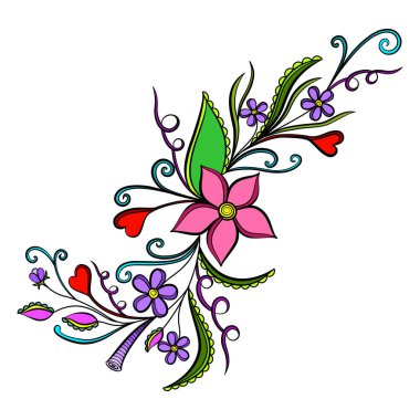 Vektörde elle çizilmiş karalama öğesi. Etnik tasarım. Renkli versiyon.