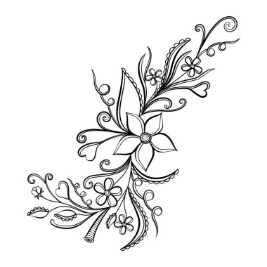 Vektör el çizilmiş doodle öğe. Etnik tasarım. Siyah beyaz versiyonu.