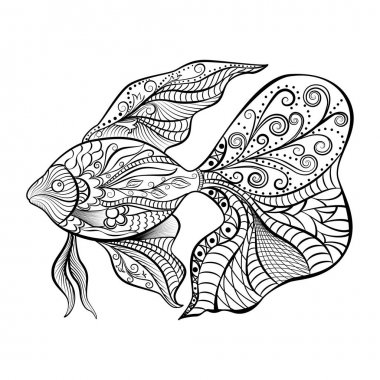 İzole edilmiş balıkların elle çizilmiş. Vektör illüstrasyon. Eps 10