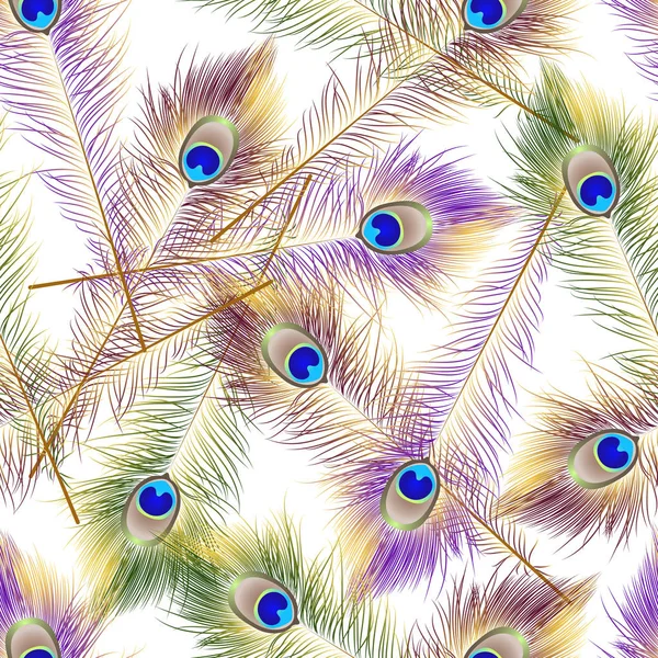 Beyaz tavus kuşu tüylü, kusursuz bir desen. Vektör çizimi. EPS 10