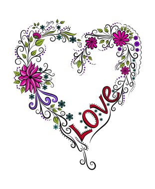 Beyaz arka planda soyut kalbin vektör çizimi. Kartlar, defter kapağı gibi şeyler tasarlayabilirsiniz. Mesajın için kalp şeklinde. Sevgililer Günü geçmişi.