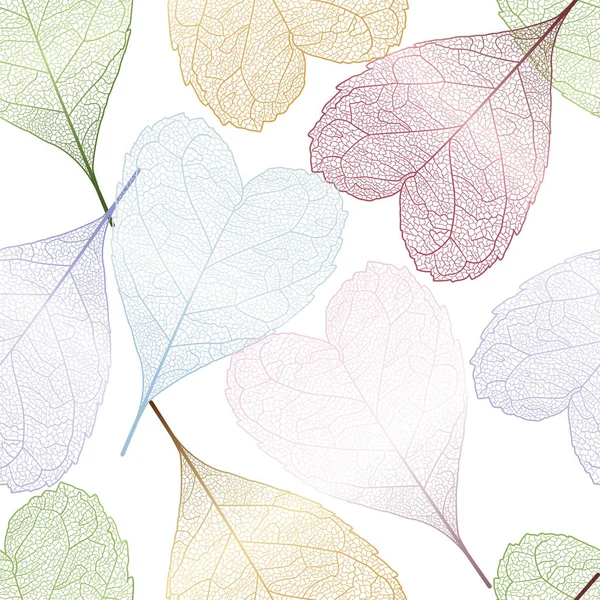Χωρίς Ραφή Μοτίβο Χρωματιστά Φύλλα Μορφή Της Καρδιάς Απεικόνιση Διανύσματος — Διανυσματικό Αρχείο