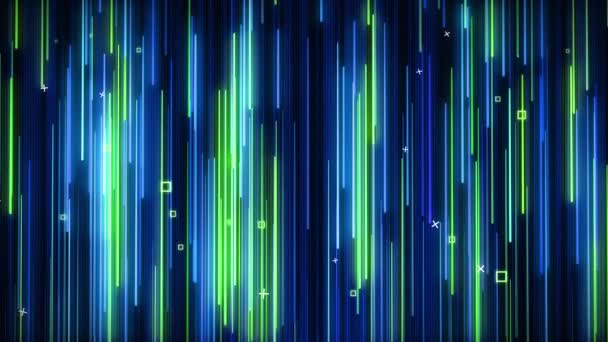 Green Blue Falling Neon Animated Background — Stock Video