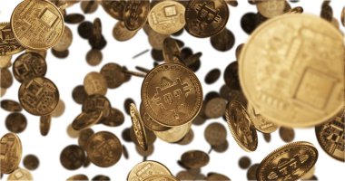 3D render düşüyor altın bitcoin
