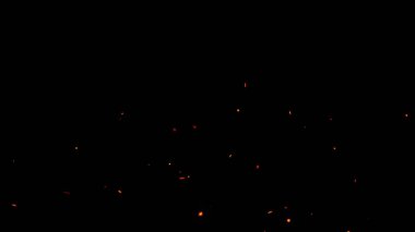 Parlayan yangın uçan bir siyah arka plan ile kıvılcım