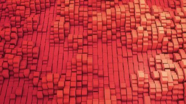 3D render Vj kırmızı arka plan birçok beyaz kareler