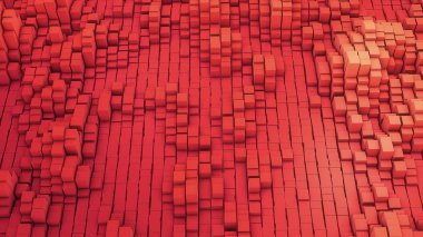 3D render Vj kırmızı arka plan birçok beyaz kareler