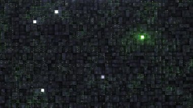 Neon devre ve küp ile dijital arka plan