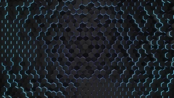 Abstracte zeshoek met neon geometrie achtergrond — Stockvideo