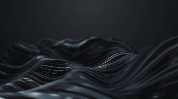 3D render abstracte zwarte golf op donkere achtergrond — Stockfoto