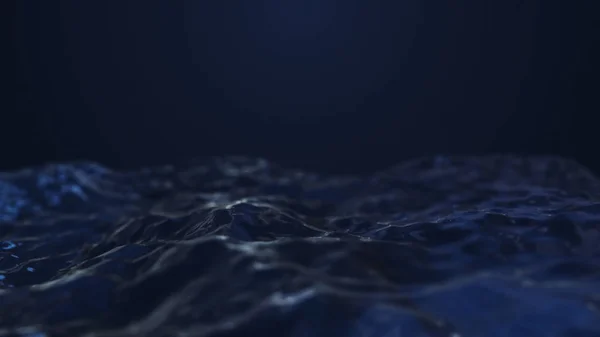 3D rendern dunkelblaue abstrakte Wellen auf dunklem Hintergrund — Stockfoto