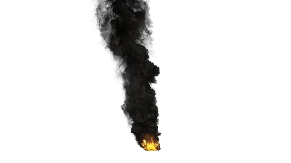 Rendering 3d Fumo e fuoco su larga scala su sfondo bianco — Foto Stock