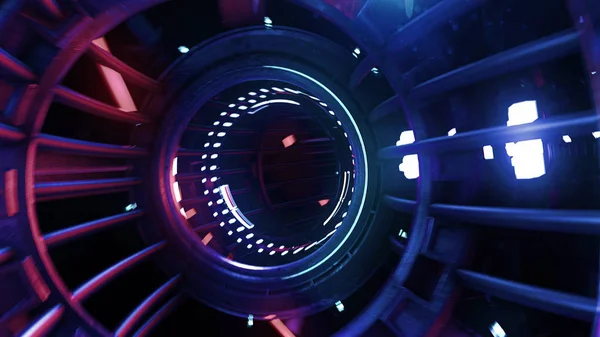 3d render VJ neon digital tunnel abstract — Stock Photo, Image