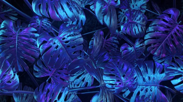 3d rendu Bleu-violet abstrait plantes fond — Photo