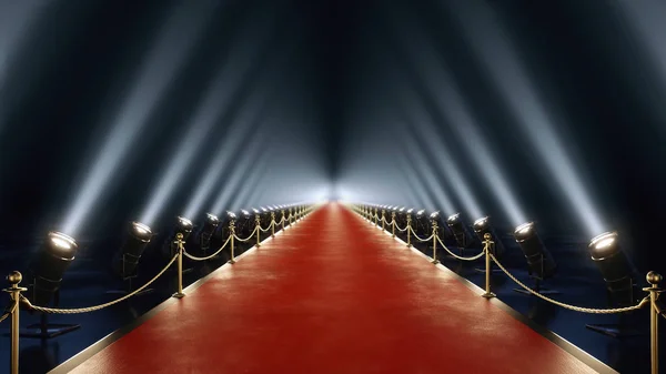 Red carpet with volume light in 4k — Stock Photo, Image