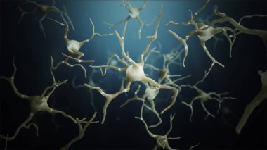3d render Neuron cells connections world abstract clipart