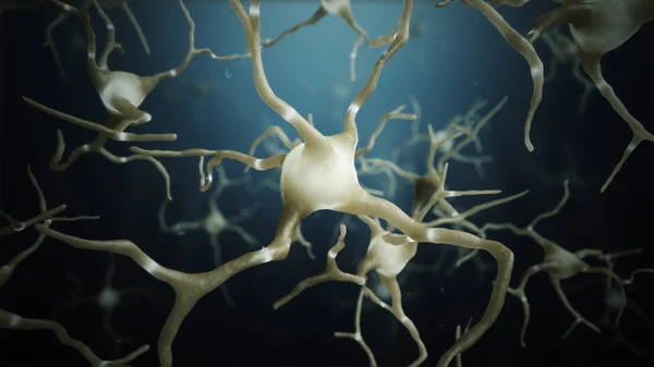 3d renderizzare le connessioni delle cellule neuronali mondo astratto — Foto Stock