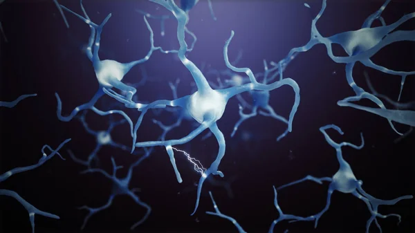 3d render células de neurônio conexões mundo abstrato — Fotografia de Stock