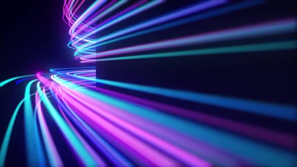 Abstract Neon lichtstrepen Motion achtergrond — Stockvideo