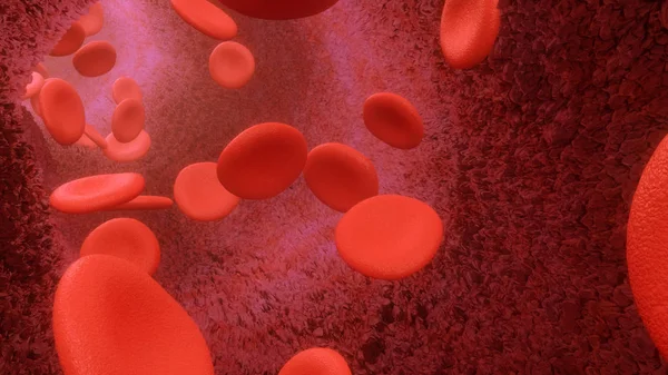 3D lässt Blutzellen durch Arterien oder Viens fliegen — Stockfoto