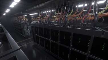 3d render Dijital sunucu grunge oda arka plan