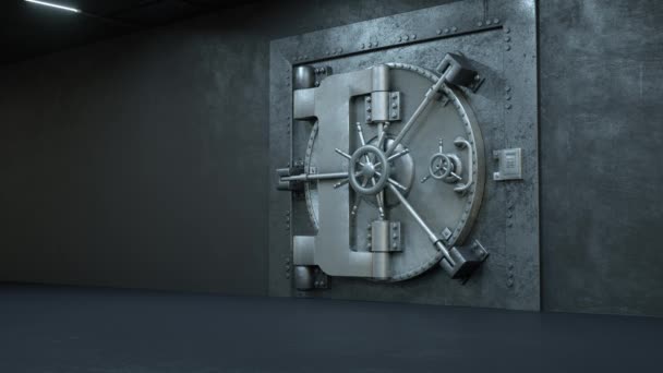 Ouverture de la porte du coffre-fort dans la banque avec beaucoup d'argent — Video