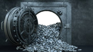 3d çok para ile Banka'da Kasa Kapı Açılış render