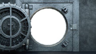Bankada Kasa Kapı 3d render Açılış