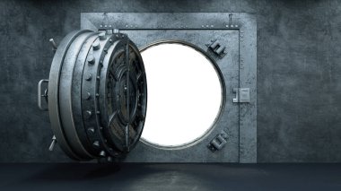 Bankada Kasa Kapı 3d render Açılış
