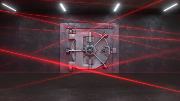 3d render Banka bir lazer sistemi tarafından korunuyor